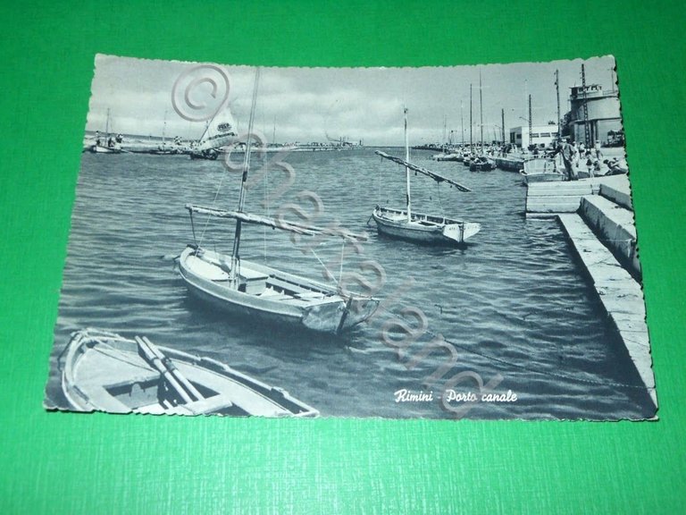Cartolina Rimini - Porto Canale 1955