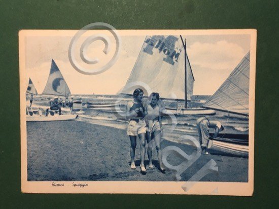 Cartolina Rimini - Spiaggia - 1938