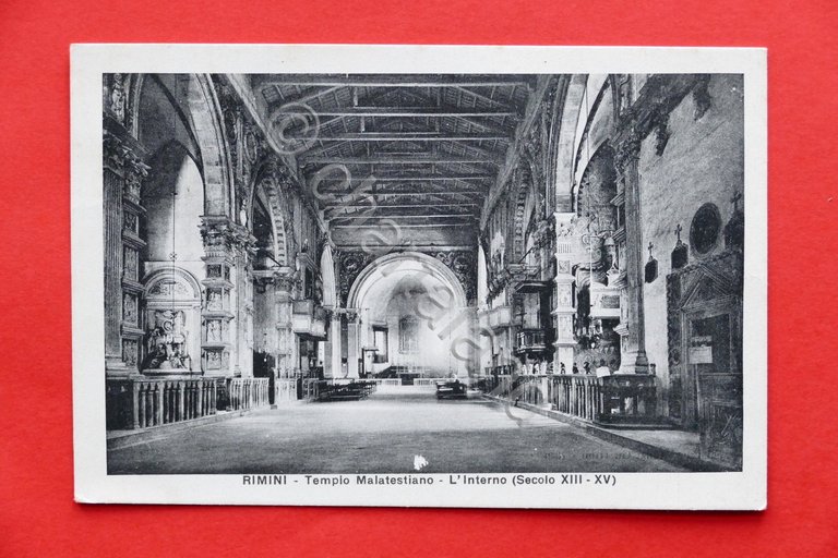 Cartolina Rimini - Tempio Malatestiano - Interno - 1939