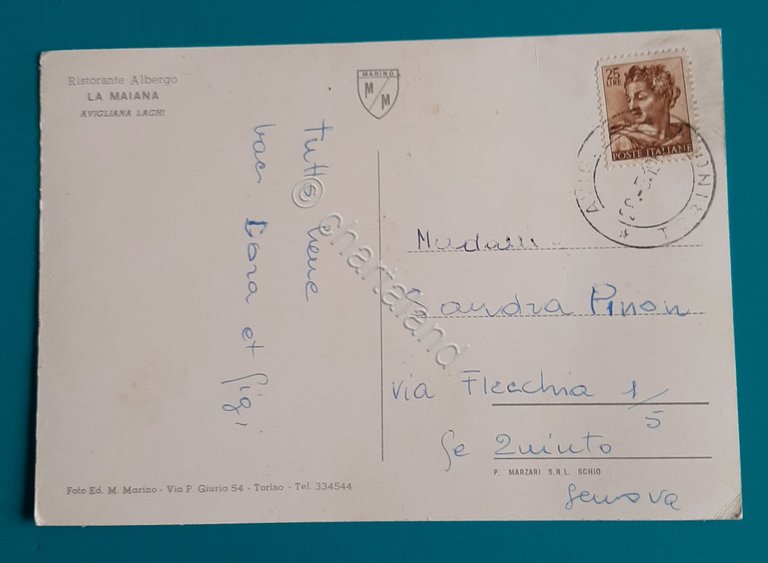 Cartolina Ristorante Albergo La Maiana - Avigliana Laghi - 1968