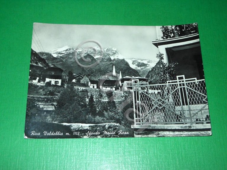 Cartolina Riva Valdobbia - Sfondo Monte Rosa 1958