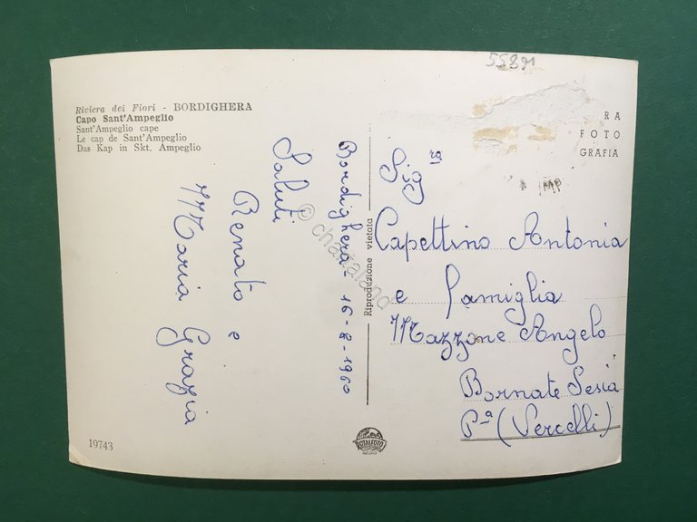 Cartolina Riviera Dei Fiori - Bordighera - Capo S.Ampeglio- 1960