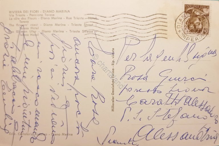 Cartolina Riviera dei Fiori - Diano Marina - Via Trieste …