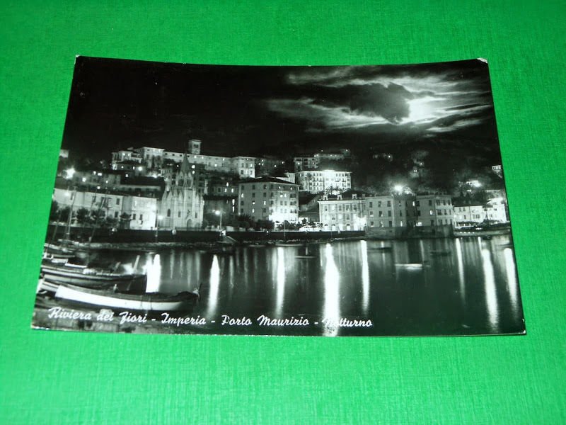 Cartolina Riviera dei Fiori - Imperia - Notturno 1962.
