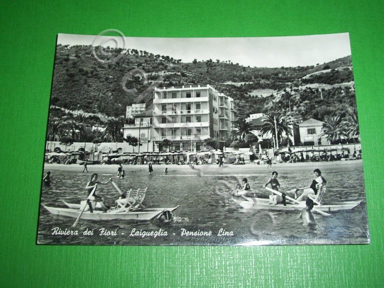 Cartolina Riviera dei Fiori - Laigueglia - Pensione Lina 1959.
