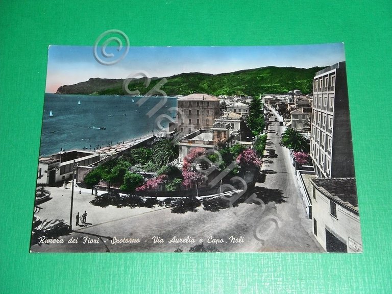 Cartolina Riviera dei Fiori - Spotorno - Via Aurelia e …