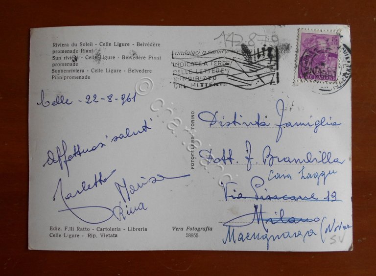 Cartolina Riviera del Sole - Celle Ligure - Belvedere passeggiata …