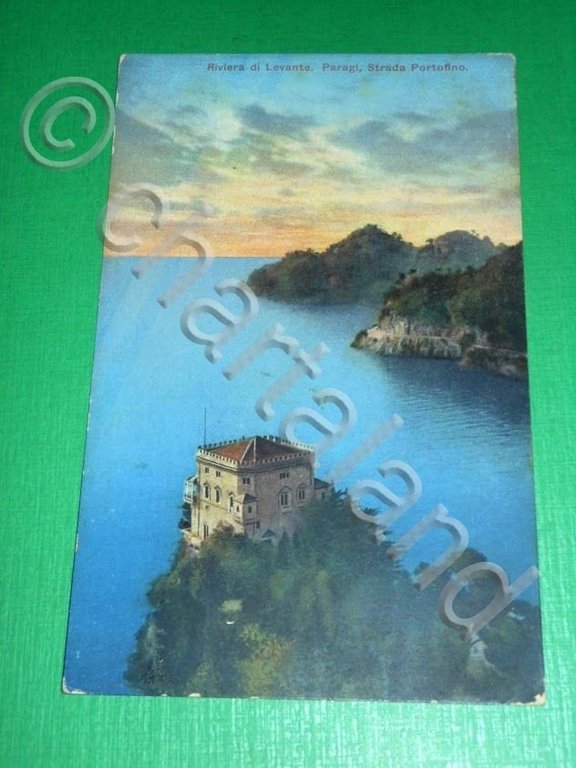 Cartolina Riviera di Levante - Paraggi - Strada Portofino 1911