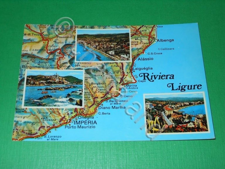 Cartolina Riviera Ligure - Cartina geografica da Albenga a Porto …
