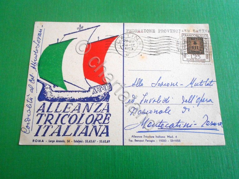 Cartolina Roma - Alleanza Tricolore Italiana 1959. | Immagine Gallery 1