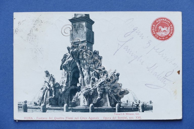Cartolina Roma - Fontana dei Quattro Fiumi nel Circo Agonale …