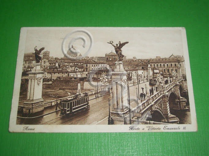 Cartolina Roma - Ponte a Vittorio Emanuele II 1928