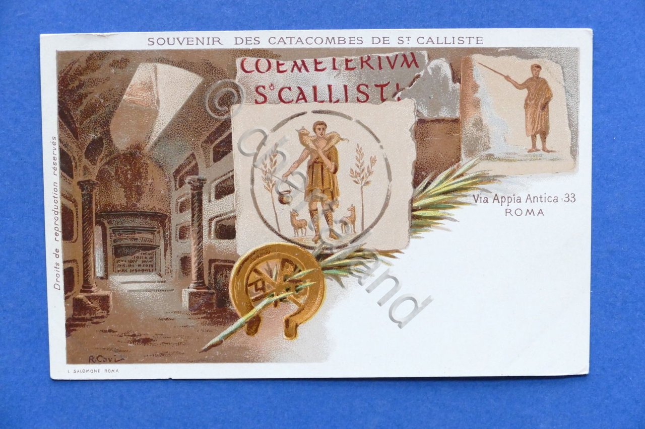 Cartolina Roma - Souvenir Catacombe di S. Callisto 1910 ca..