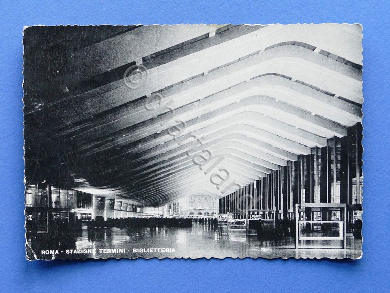 Cartolina Roma - Stazione Termini - Biglietteria - 1955