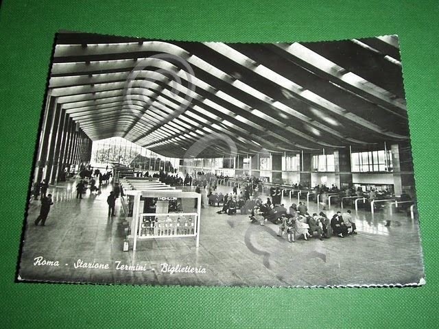 Cartolina Roma - Stazione Termini - Biglietteria 1959.