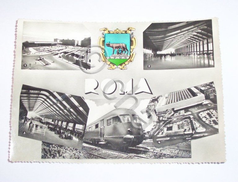 Cartolina Roma - Stazione Termini 1957
