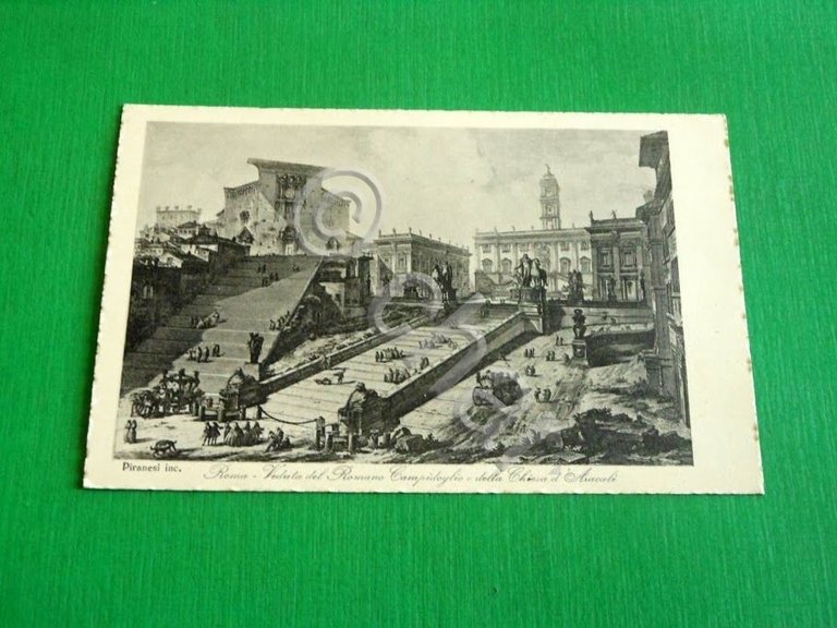Cartolina Roma - Veduta del Romano Campidoglio e della Chiesa …