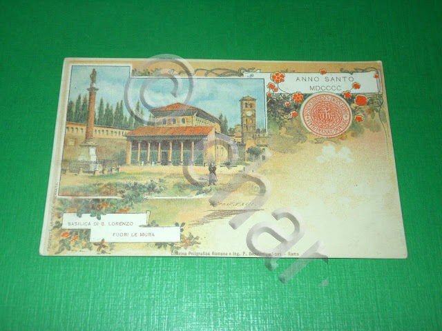 Cartolina Roma Anno Santo 1900 - Basilica di S. Lorenzo.