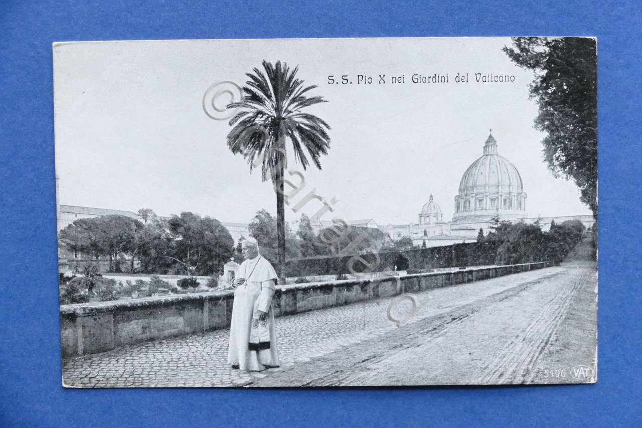 Cartolina Roma Religione - Papa Pio X nei Giardini Vaticani …