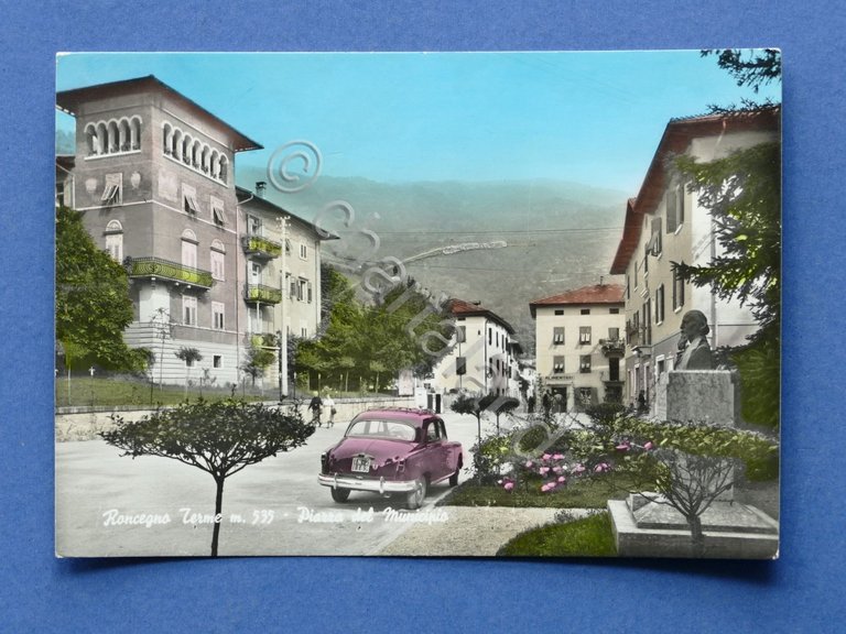 Cartolina Roncegno Terme - Piazza del Municipio - 1966 ca.