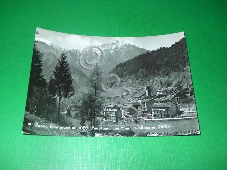 Cartolina Ronco Canavese - Panorama con Cima Vallone 1954.