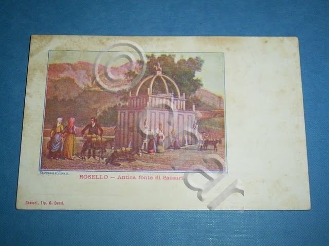 Cartolina Rosello - Antica fonte di Sassari 1900 ca.