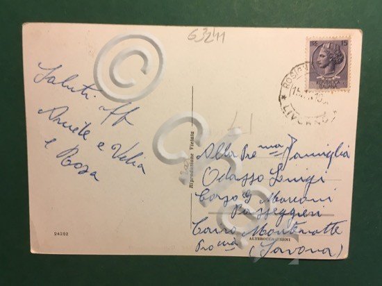 Cartolina Rosignano Solvay - Piazza del Mercato - 1950