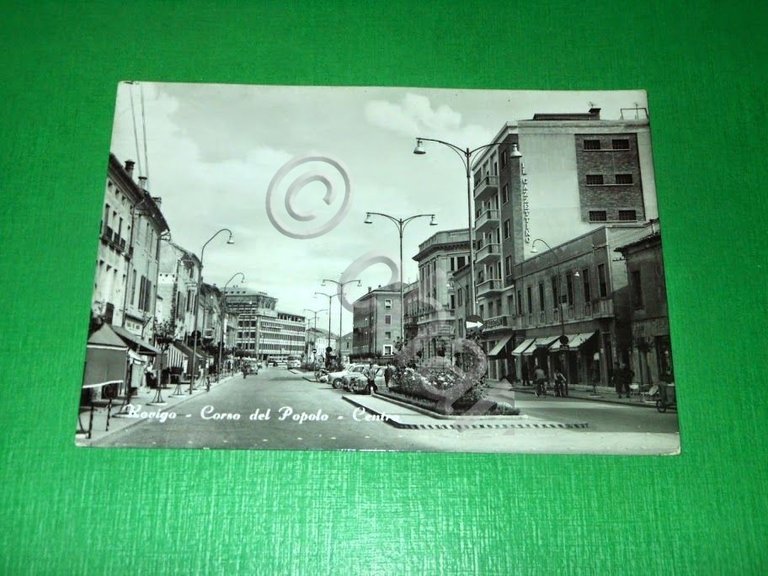 Cartolina Rovigo - Corso del Popolo - Centro 1957.