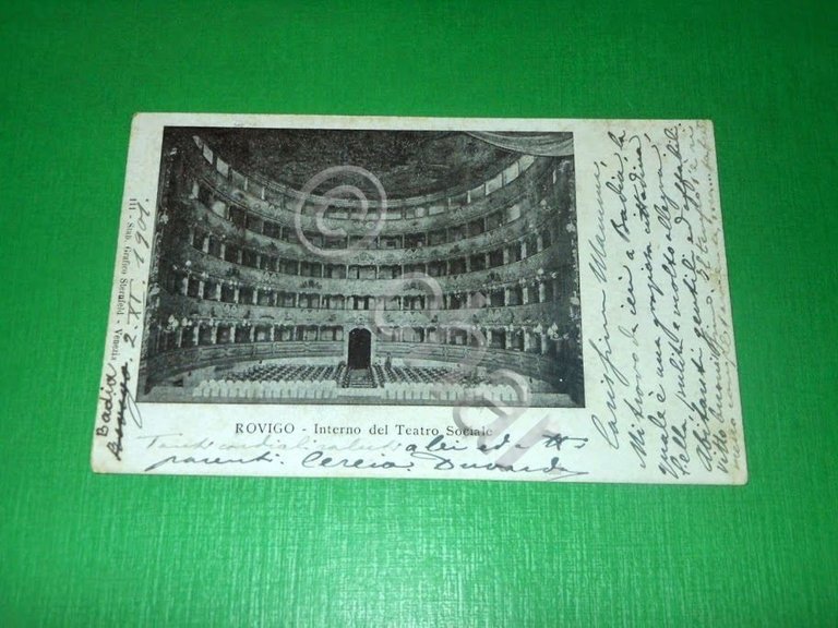 Cartolina Rovigo - Interno del Teatro Sociale 1901.