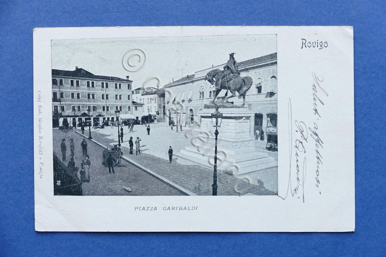 Cartolina Rovigo - Piazza Garibaldi - 1901.