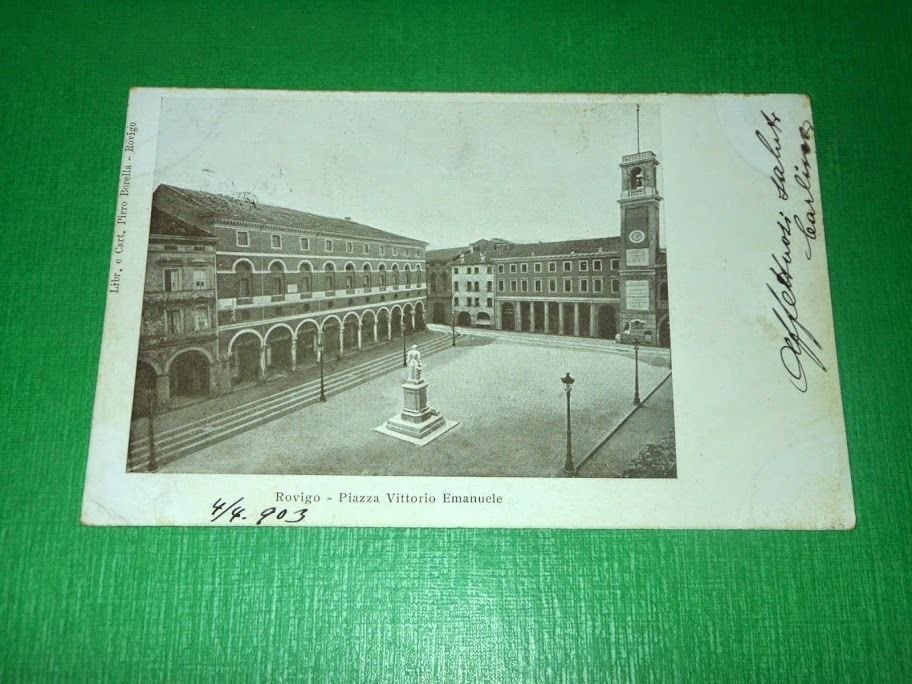 Cartolina Rovigo - Piazza Vittorio Emanuele 1901.
