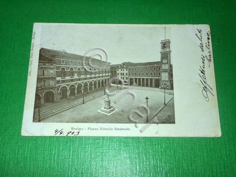 Cartolina Rovigo - Piazza Vittorio Emanuele 1901.