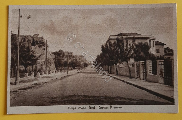 Cartolina Rrugo Princ. Umb. Savoia - Durazzo - 1920