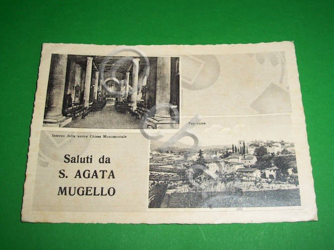 Cartolina S. Agata Mugello - Panorama e interno della Chiesa …