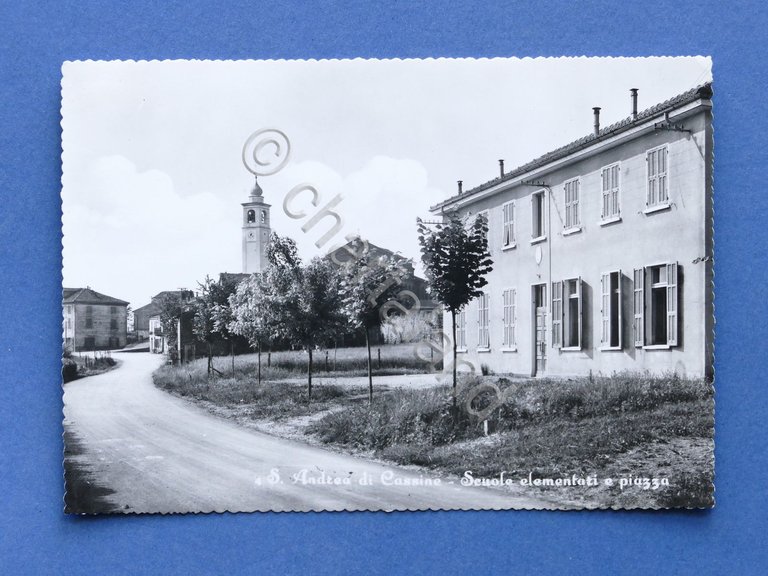 Cartolina S. Andrea di Cassine - Scuole elementari e piazza …