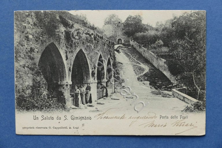 Cartolina S. Gimignano - Porta delle Fonti - 1904.