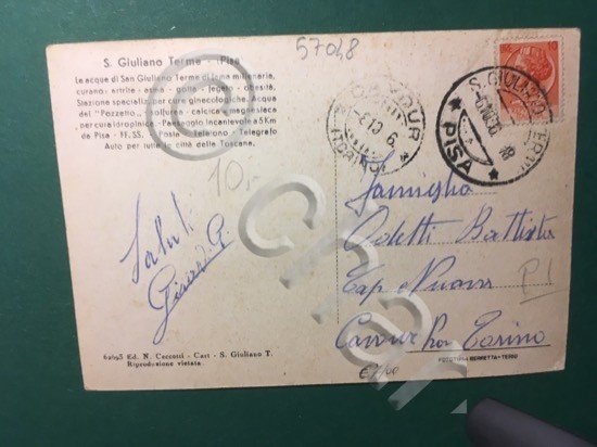 Cartolina S.Giuliano Terme - Ist. Naz. Previdenza Sociale - 1918