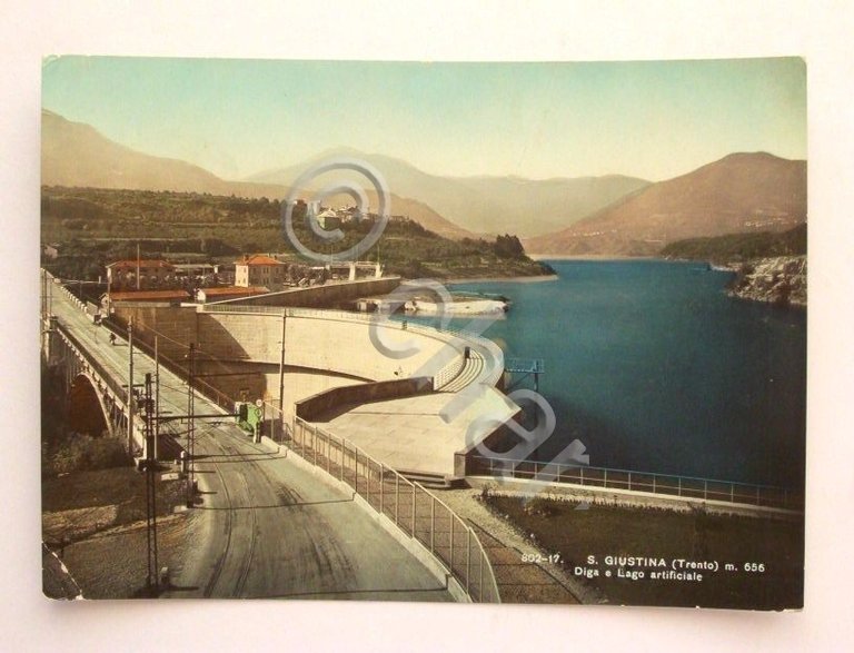 Cartolina S. Giustina ( Trento ) - Diga e Lago …