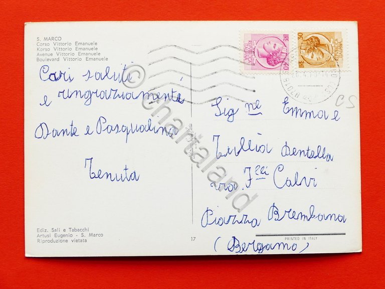 Cartolina S. Marco Argentano - Corso Vittorio Emanuele - 1975.