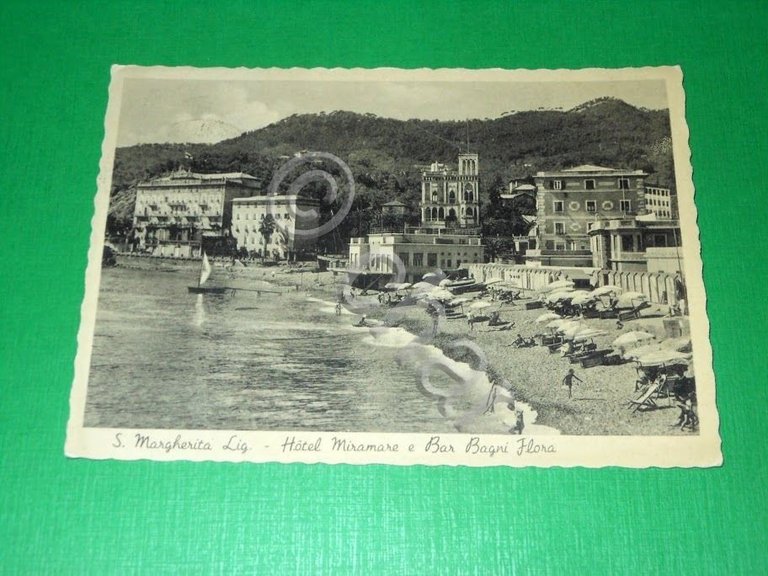 Cartolina S. Margherita Ligure - Hotel Miramare e Bar Bagni …