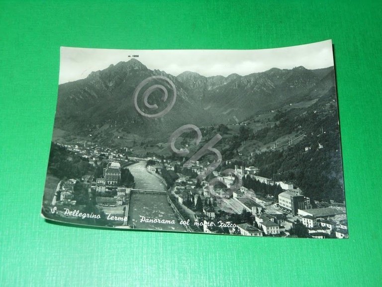 Cartolina S. Pellegrino Terme - Panorama col monte Zucco 1957