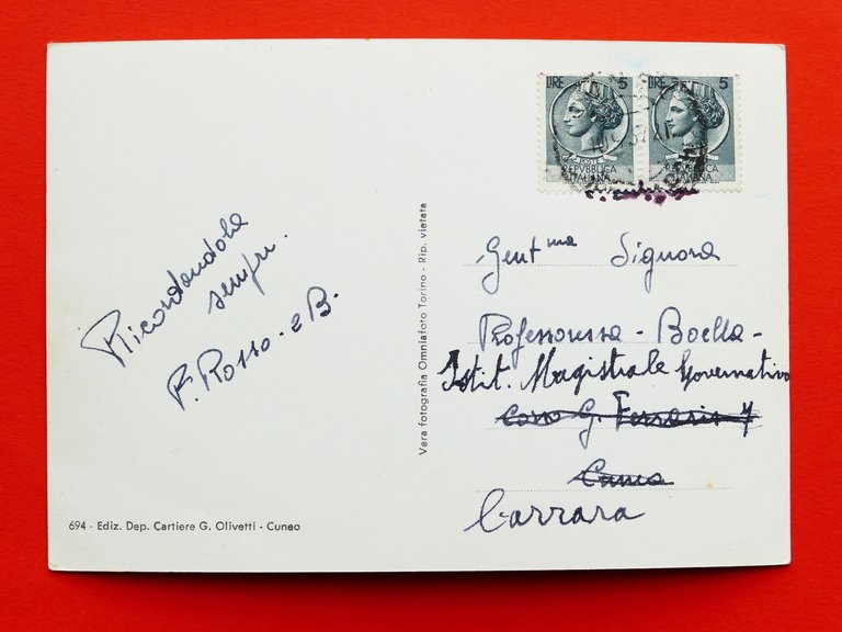 Cartolina S. Pietro Monterosso - 1954 ca..