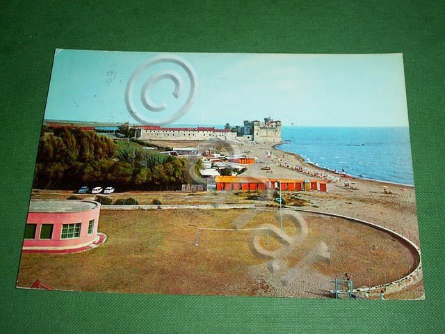 Cartolina S. Severa - Spiaggia e Castello 1972