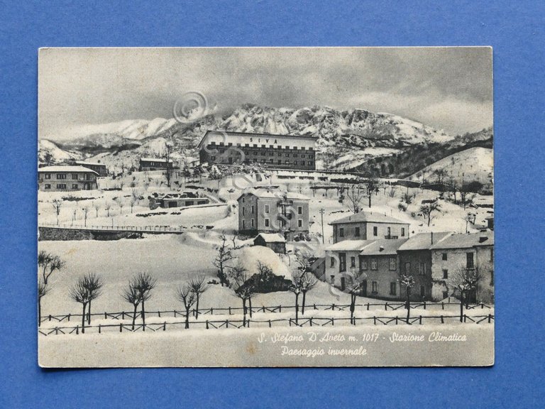 Cartolina S. Stefano d'Aveto - Paesaggio invernale - 1955 ca.