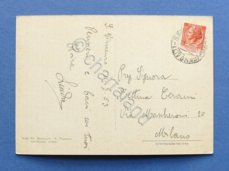 Cartolina S. Vincenzo - Tennis - 1953