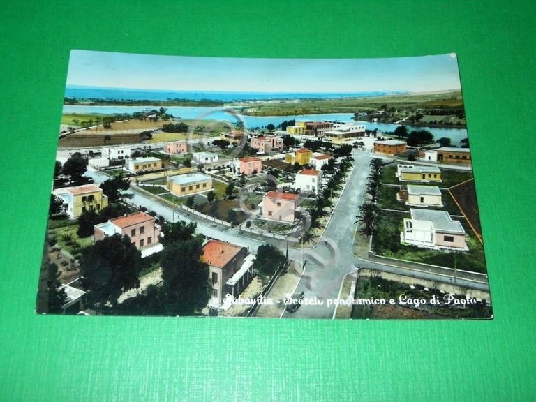 Cartolina Sabaudia - Scorcio panoramico e Lago di Paola 1956.