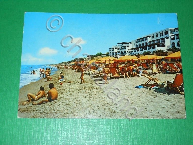 Cartolina Sabaudia - Spiaggia Hotel Le Dune 1975 ca