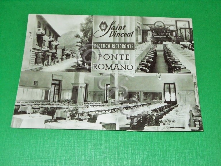 Cartolina Saint Vincent - Albergo Ristorante Ponte Romano 1955 ca