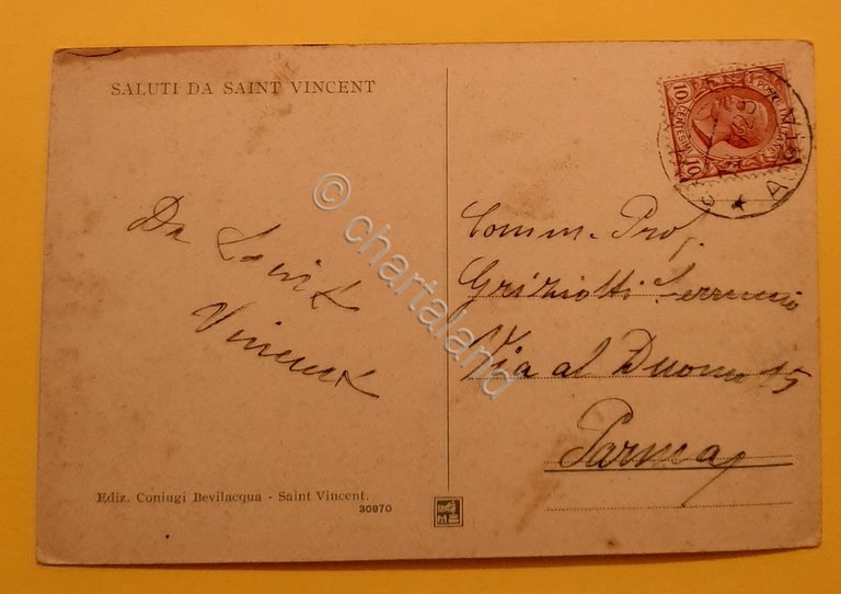 Cartolina Saint Vincent - Funicolare - 1928