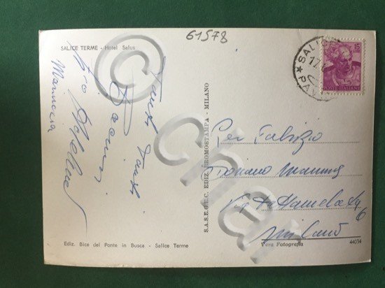 Cartolina Salice Terme - Hotel Salus - 1954